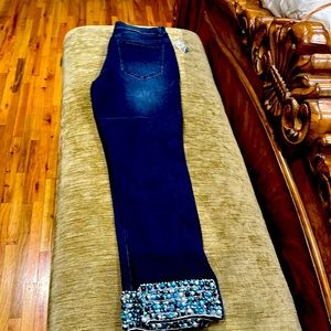 Boston Proper dark denim with colored beads
